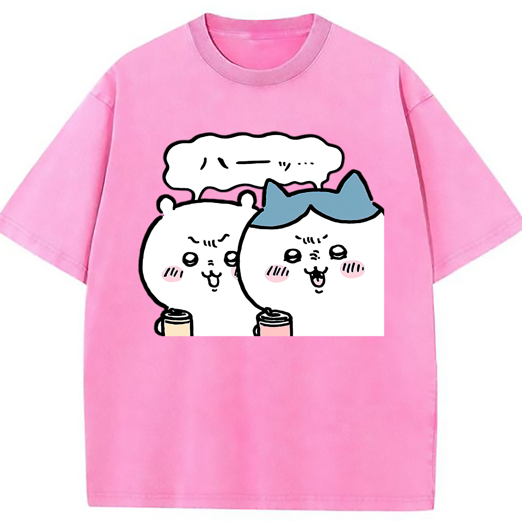 （画像用） ちいかわ ハチワレ Chii-kawa hachiware 綿100% ヴィンテージ風 半袖Tシャツ（フロントプリント）